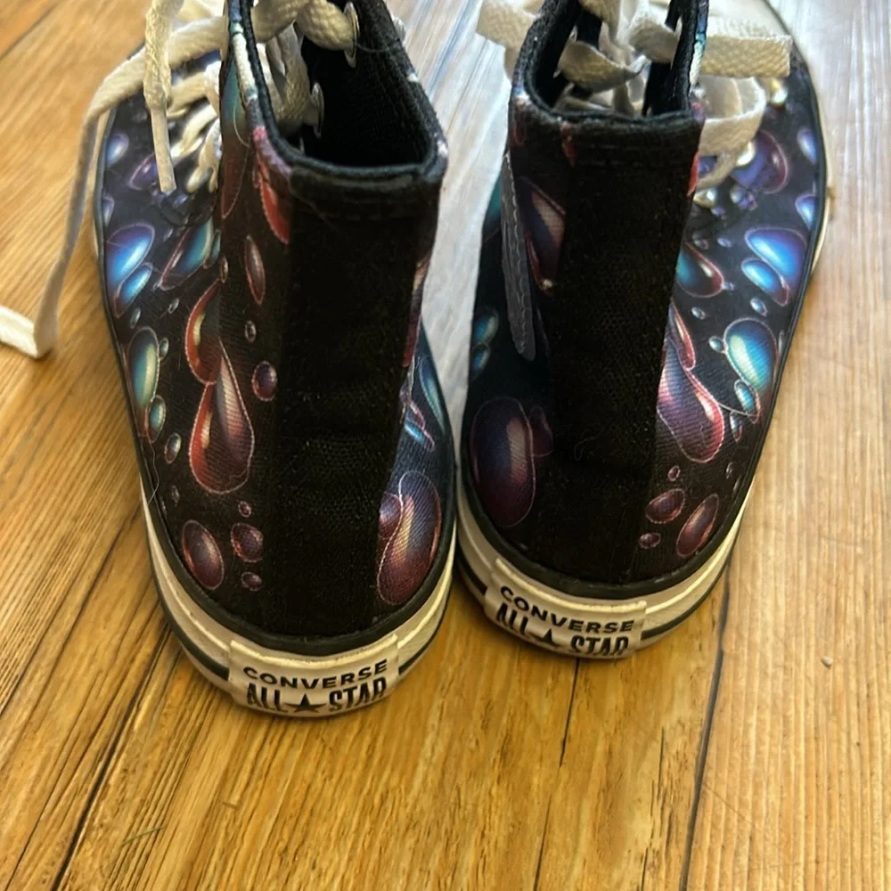 Converse Kids High Top Shoes Black/Purple/Blue Bubbles Size 1